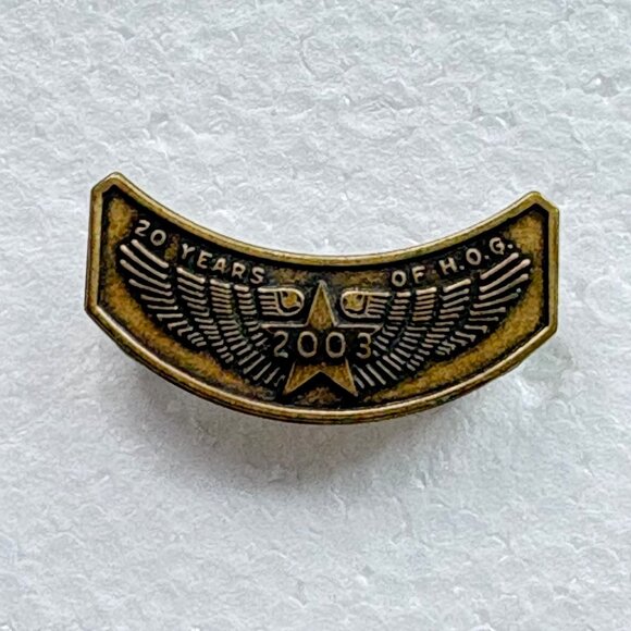 VTG 2003 Harley Davidson Owners Group 20 Years of Hog Commemorative Pin‎ back - Picture 1 of 6
